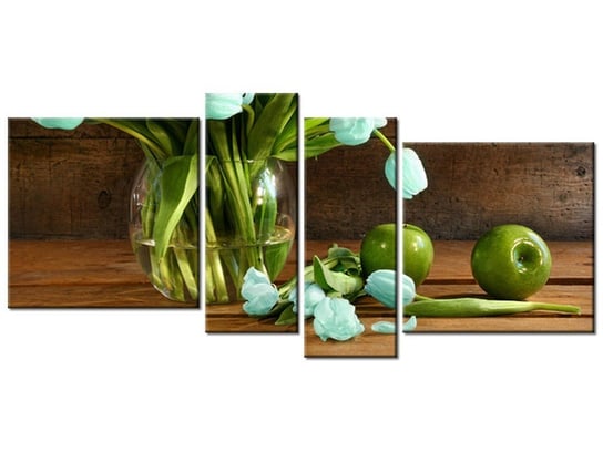 Obraz Niebieski tulipan, 4 elementy, 120x55 cm Oobrazy