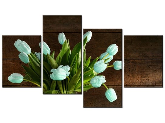 Obraz Niebieski tulipan, 4 elementy, 120x70 cm Oobrazy