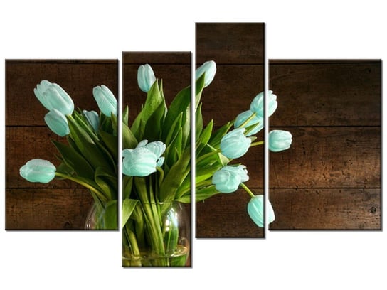 Obraz Niebieski tulipan, 4 elementy, 130x85 cm Oobrazy