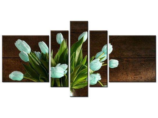 Obraz Niebieski tulipan, 5 elementów, 160x80 cm Oobrazy