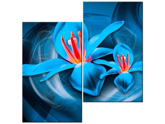 Obraz Niebieskie kosmiczne kwiaty - Jakub Banaś, 2 elementy, 60x60 cm Oobrazy