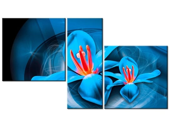 Obraz Niebieskie kosmiczne kwiaty - Jakub Banaś, 3 elementy, 90x50 cm Oobrazy