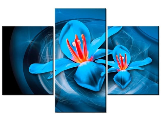 Obraz Niebieskie kosmiczne kwiaty - Jakub Banaś, 3 elementy, 90x60 cm Oobrazy