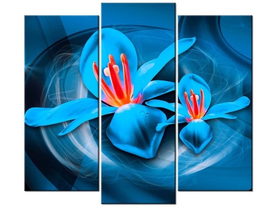 Obraz Niebieskie kosmiczne kwiaty - Jakub Banaś, 3 elementy, 90x80 cm Oobrazy
