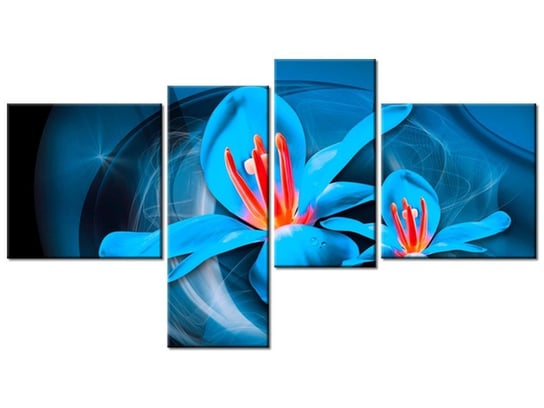 Obraz Niebieskie kosmiczne kwiaty - Jakub Banaś, 4 elementy, 100x55 cm Oobrazy