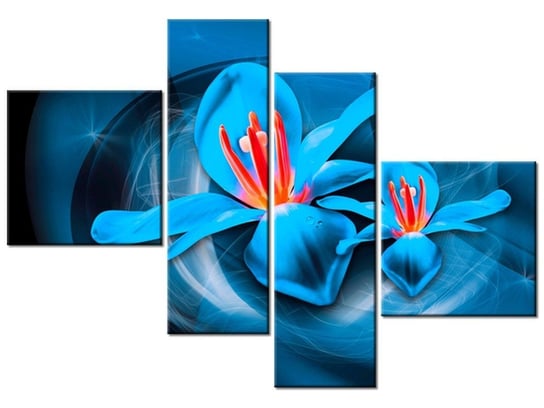 Obraz Niebieskie kosmiczne kwiaty - Jakub Banaś, 4 elementy, 100x70 cm Oobrazy