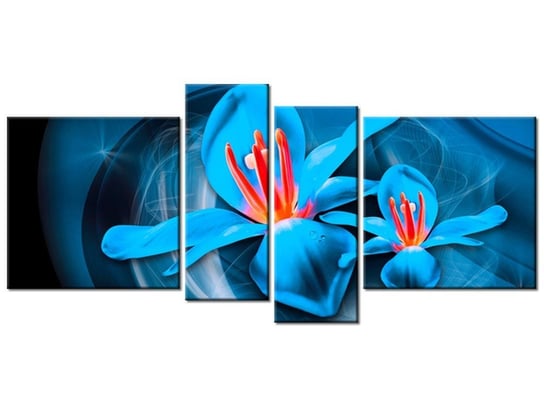 Obraz Niebieskie kosmiczne kwiaty - Jakub Banaś, 4 elementy, 120x55 cm Oobrazy