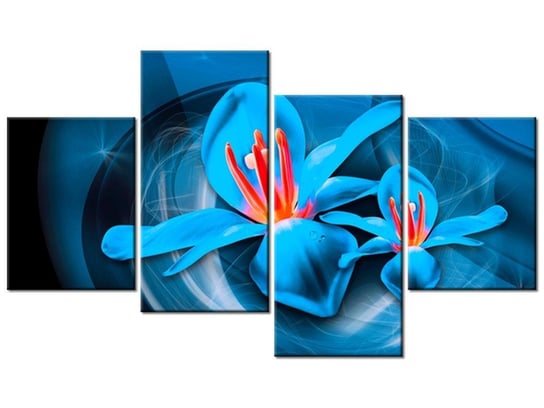 Obraz Niebieskie kosmiczne kwiaty - Jakub Banaś, 4 elementy, 120x70 cm Oobrazy
