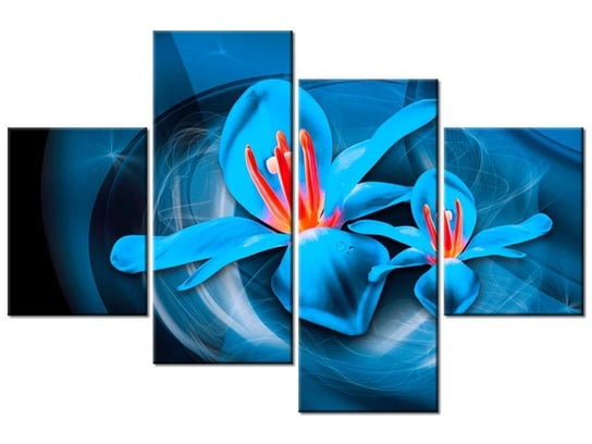 Obraz Niebieskie kosmiczne kwiaty - Jakub Banaś, 4 elementy, 120x80 cm Oobrazy