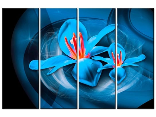 Obraz Niebieskie kosmiczne kwiaty - Jakub Banaś, 4 elementy, 120x80 cm Oobrazy