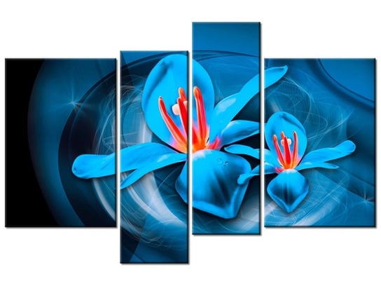Obraz Niebieskie kosmiczne kwiaty - Jakub Banaś, 4 elementy, 130x85 cm Oobrazy
