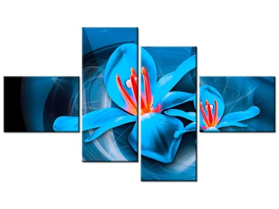 Obraz Niebieskie kosmiczne kwiaty - Jakub Banaś, 4 elementy, 140x80 cm Oobrazy