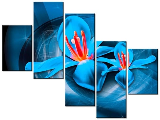Obraz Niebieskie kosmiczne kwiaty - Jakub Banaś, 5 elementów, 100x75 cm Oobrazy