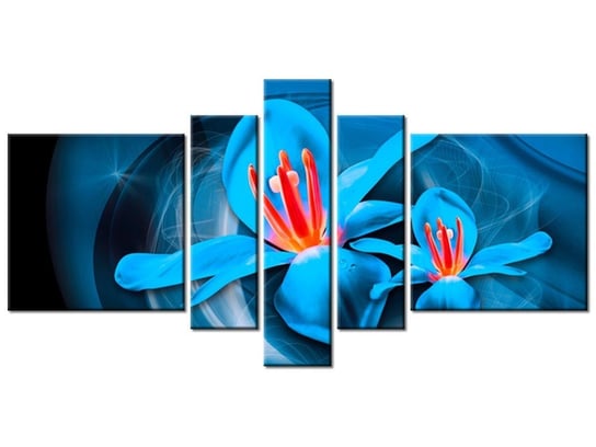 Obraz Niebieskie kosmiczne kwiaty - Jakub Banaś, 5 elementów, 160x80 cm Oobrazy
