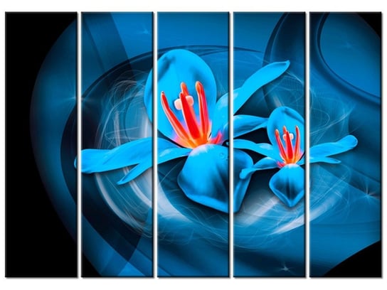 Obraz Niebieskie kosmiczne kwiaty - Jakub Banaś, 5 elementów, 225x160 cm Oobrazy