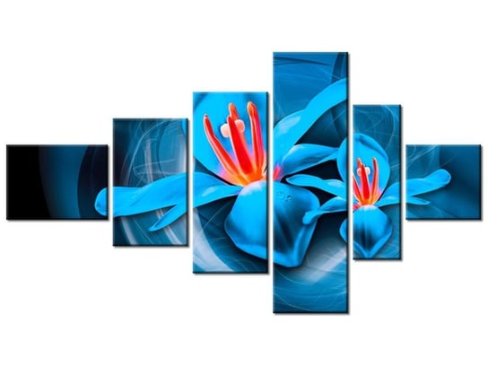 Obraz Niebieskie kosmiczne kwiaty - Jakub Banaś, 6 elementów, 180x100 cm Oobrazy