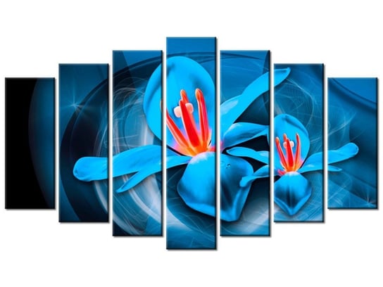 Obraz Niebieskie kosmiczne kwiaty - Jakub Banaś, 7 elementów, 140x80 cm Oobrazy
