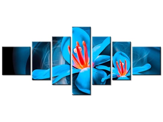 Obraz Niebieskie kosmiczne kwiaty - Jakub Banaś, 7 elementów, 160x70 cm Oobrazy