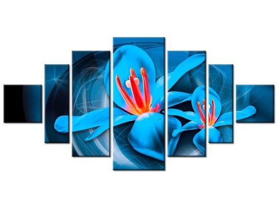 Obraz Niebieskie kosmiczne kwiaty - Jakub Banaś, 7 elementów, 200x100 cm Oobrazy