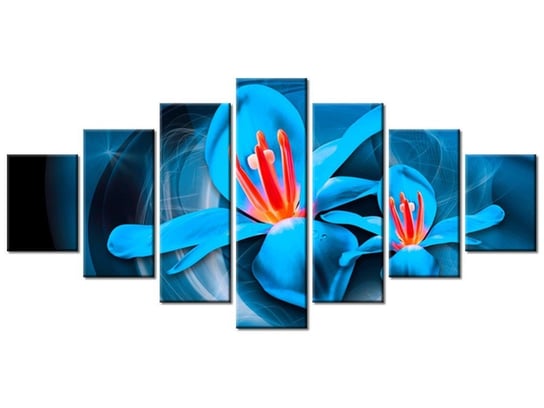 Obraz Niebieskie kosmiczne kwiaty - Jakub Banaś, 7 elementów, 210x100 cm Oobrazy