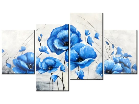 Obraz Niebieskie Maki, 4 elementy, 120x70 cm Oobrazy