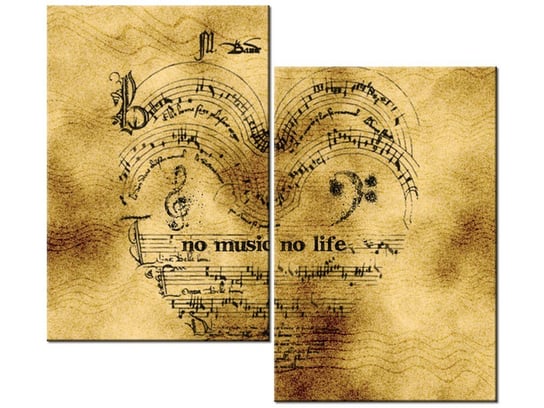 Obraz No music no life, 2 elementy, 80x70 cm Oobrazy