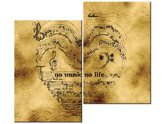 Obraz, No music no life, 2 elementy, 80x70 cm Oobrazy