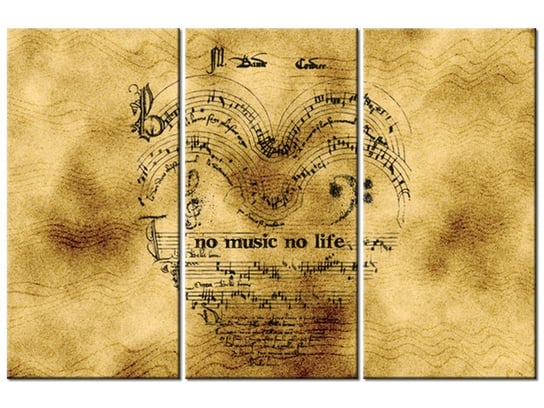 Obraz No music no life, 3 elementy, 90x60 cm Oobrazy