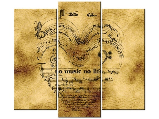 Obraz No music no life, 3 elementy, 90x80 cm Oobrazy