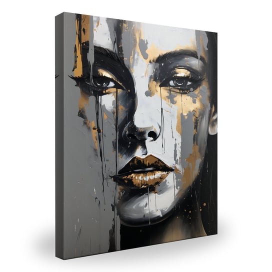 Obraz Nowoczesny Złoty Elegancki PORTRET Kobiety Abstrakcja 100cm x 150cm Muralo