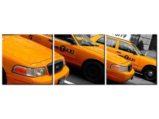 Obraz Nowojorskie taksówki - Ian Muttoo, 3 elementy, 120x40 cm Oobrazy