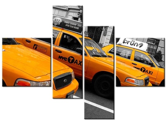 Obraz Nowojorskie taksówki - Ian Muttoo, 4 elementy, 130x90 cm Oobrazy