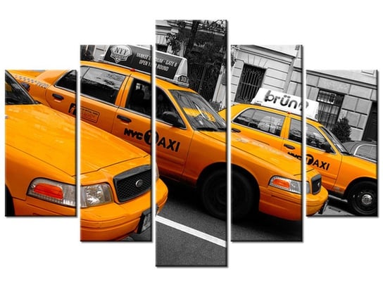 Obraz Nowojorskie taksówki - Ian Muttoo, 5 elementów, 150x100 cm Oobrazy
