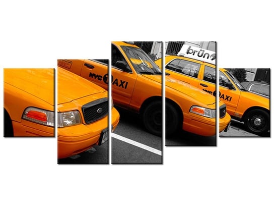 Obraz Nowojorskie taksówki - Ian Muttoo, 5 elementów, 150x70 cm Oobrazy