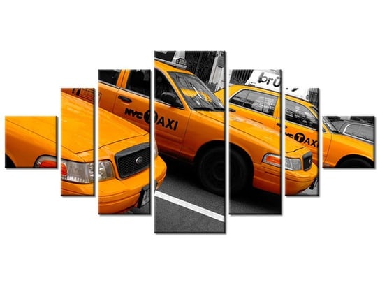 Obraz Nowojorskie taksówki - Ian Muttoo, 7 elementów, 200x100 cm Oobrazy