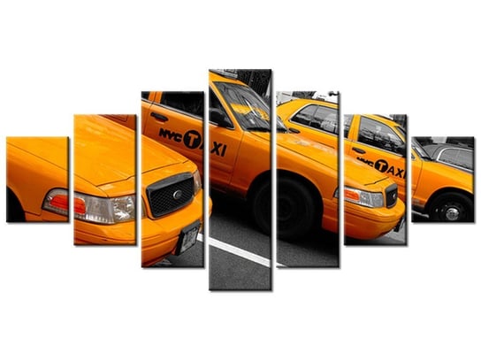 Obraz Nowojorskie taksówki - Ian Muttoo, 7 elementów, 210x100 cm Oobrazy