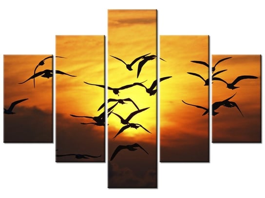 Obraz, Odlatujące ptaki - Zach Dischner, 5 elementów, 100x70 cm Oobrazy