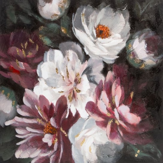 Obraz Olejny Ręcznie Malowany Kwiaty 60X60 Wielokolorowy Eurofirany