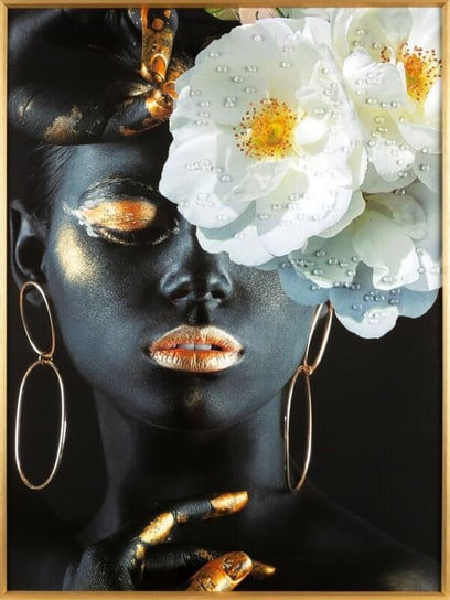 Obraz Oprawiony W Ramę Portret 60X80 Czarny + Złoty Eurofirany