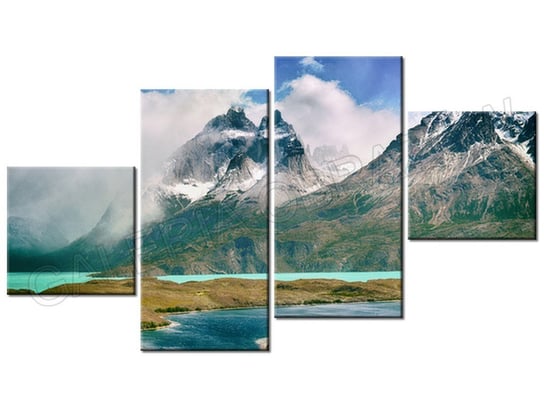 Obraz Ośnieżone szczyty, 4 elementy, 160x90 cm Oobrazy