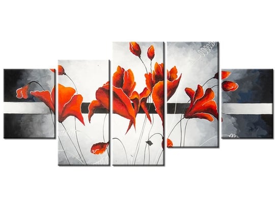 Obraz Pąki czerwonych maków, 5 elementów, 150x70 cm Oobrazy