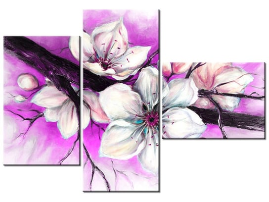 Obraz Pąki wiśni w fiolecie, 3 elementy, 100x70 cm Oobrazy