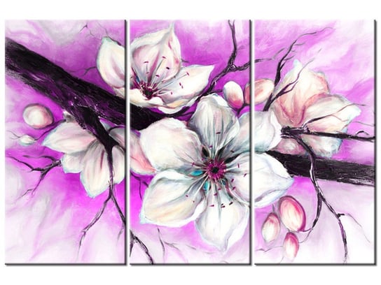 Obraz Pąki wiśni w fiolecie, 3 elementy, 90x60 cm Oobrazy