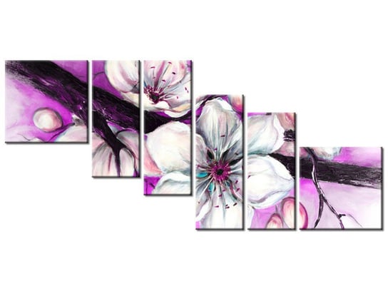 Obraz Pąki wiśni w fiolecie, 6 elementów, 220x100 cm Oobrazy
