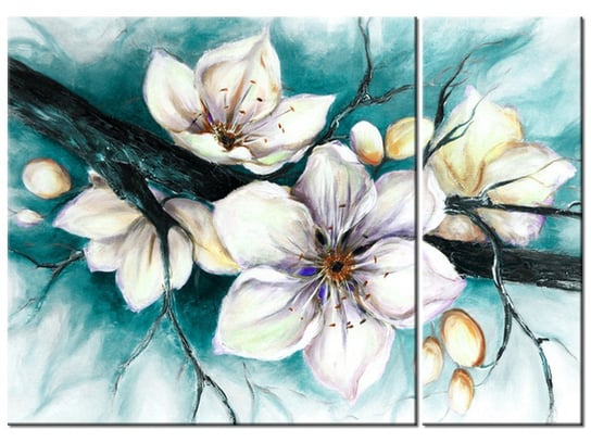 Obraz Pąki wiśni w turkusie, 2 elementy, 70x50 cm Oobrazy