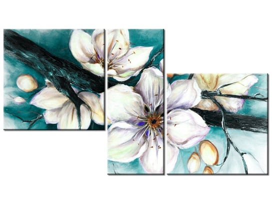 Obraz Pąki wiśni w turkusie, 3 elementy, 90x50 cm Oobrazy