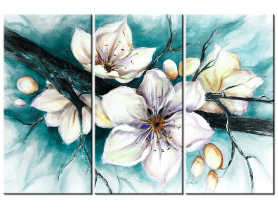 Obraz Pąki wiśni w turkusie, 3 elementy, 90x60 cm Oobrazy