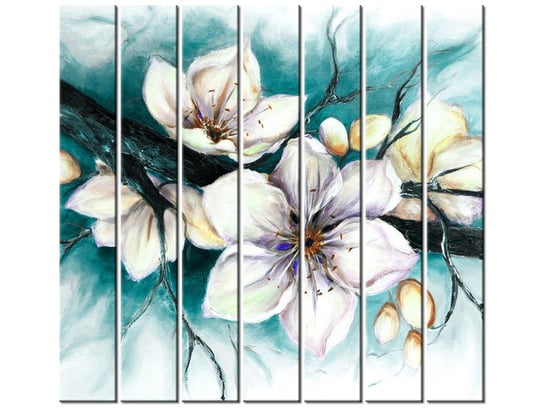 Obraz Pąki wiśni w turkusie, 7 elementów, 210x195 cm Oobrazy