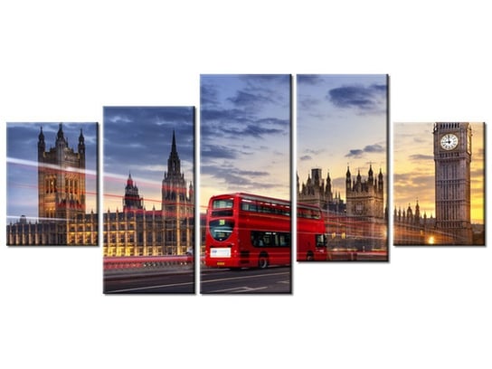 Obraz Pałac Westminsterski w Londynie, 5 elementów, 150x70 cm Oobrazy