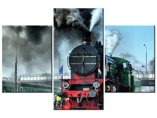 Obraz Parada parowozów Wolsztyn, 3 elementy, 90x60 cm Oobrazy